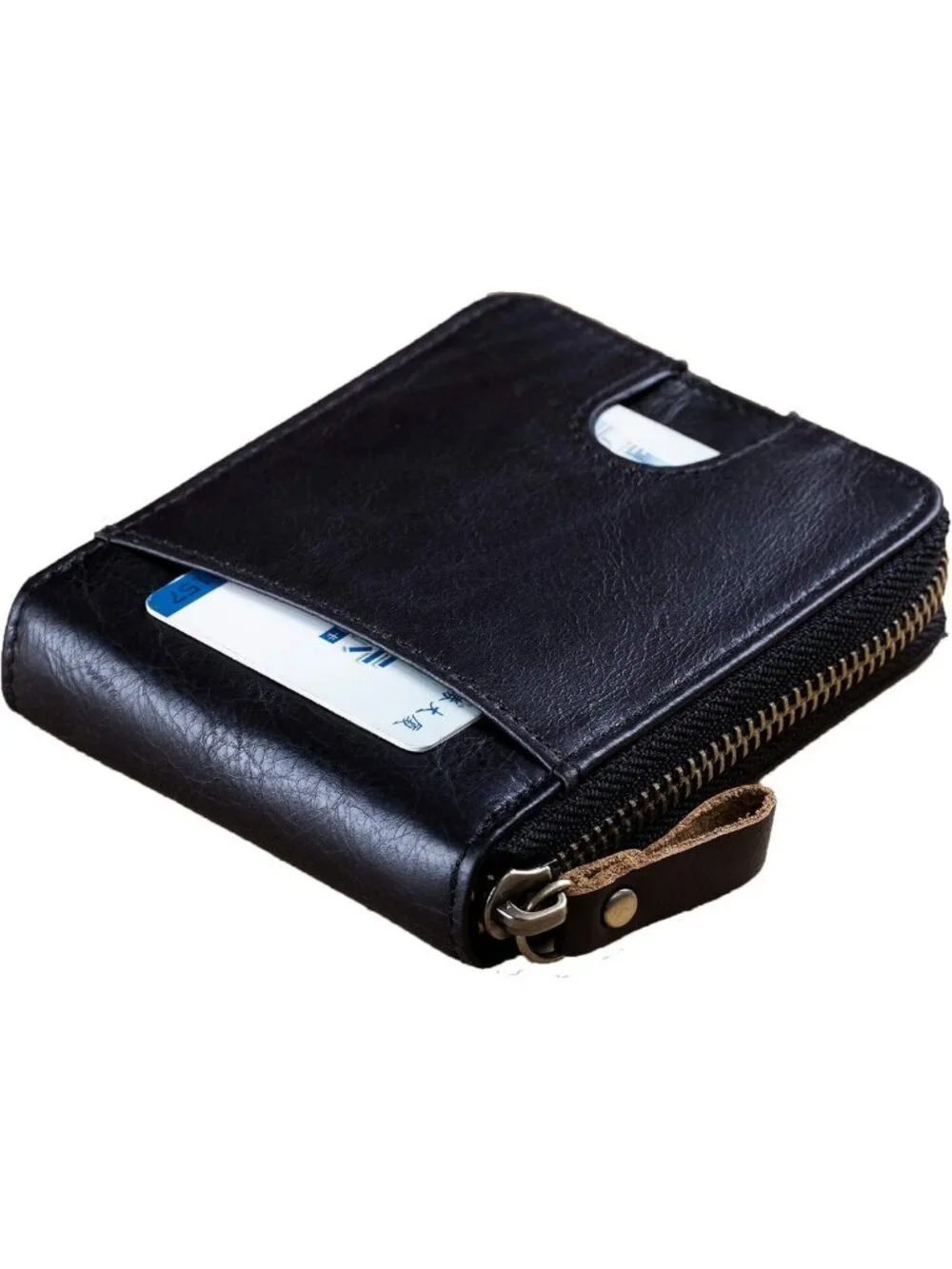 Genuine Leather RFID Blocking Bifold Wallet - Secure Zip Around, Multi Credit